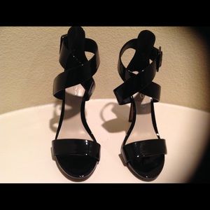 Black Patent Leather Strapped Sandals